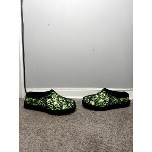 Bravest Studios Green Skulls AOP Slippers Size 9
